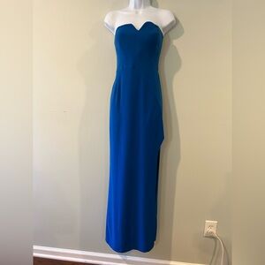 Halston strapless cobalt blue gown size 6